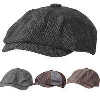 retro tweed newsboy hat men beret gatsby beret hats street caps peaked octagonal with brim caps winter spring hip hop beret caps