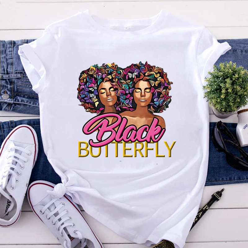 

Friends Fashion Urban Women's T-Shirts for Summer Butterfly Women Anime Printed T Shirts Grapic Tee New Style Clothing for Girls