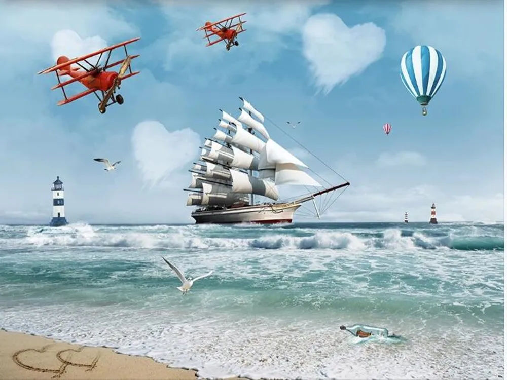 3D скандинавский мультяшный воздушный шар Milofi на заказ Парусный самолет большой