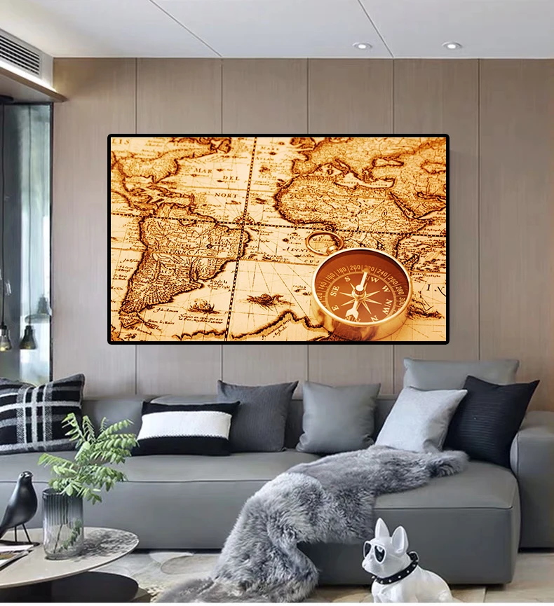 The Retro Map Non-toxic Eco-friendly Non-woven Canvas Painting Wall Art Picture Posters Living Room Home Decoration | Дом и сад