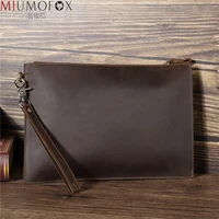 man cowhide genuine leather clutch bag new men wallet with hand strap vintage designer soft large capacity luxury purse for ipad