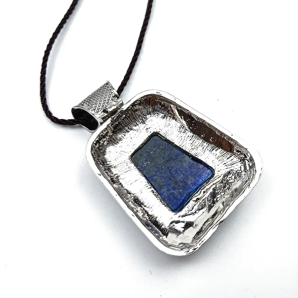 

Natural Lapis Lazuli Geometry Pendant Sweater Chain Retro Ethnic Style Necklace Pendant DIY Jewelry Accessories