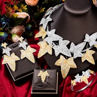 missvikki natural maple leaf jewelry set full luxury cubic zirconia bangle earrings necklace ring pendant accessories bijoux