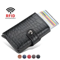 crocodile pattern hasp men id card holder wallet case anti rfid blocking protection slim mini small wallets money bag purses