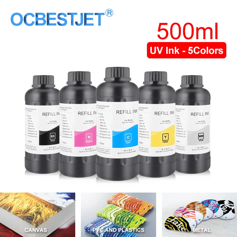 5 бутылок/комплект УФ-чернила для принтера Epson 500 R1800 R1900 1390 4800 4880 7880 | Компьютеры и