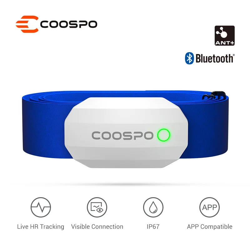 Coospo BLE ANT+ Heart Rate Monitor Black Chest Belt Strap Sports Wireless Sensor Fitness for Polar Wahoo Garmin Bike Computer