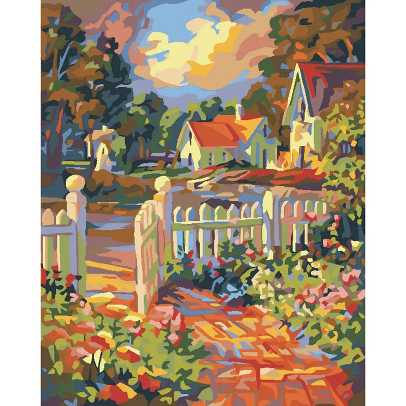 Картина для раскрашивания по номерам на холсте дома | Дом и сад