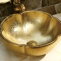 jingdezhen lavabo de cara moderno lavabo de porcelana de arte dorado de lujo
