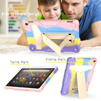 protective case for amazon tab fire hd 10 2021 colorful kickstand cover kids safe shockproof case