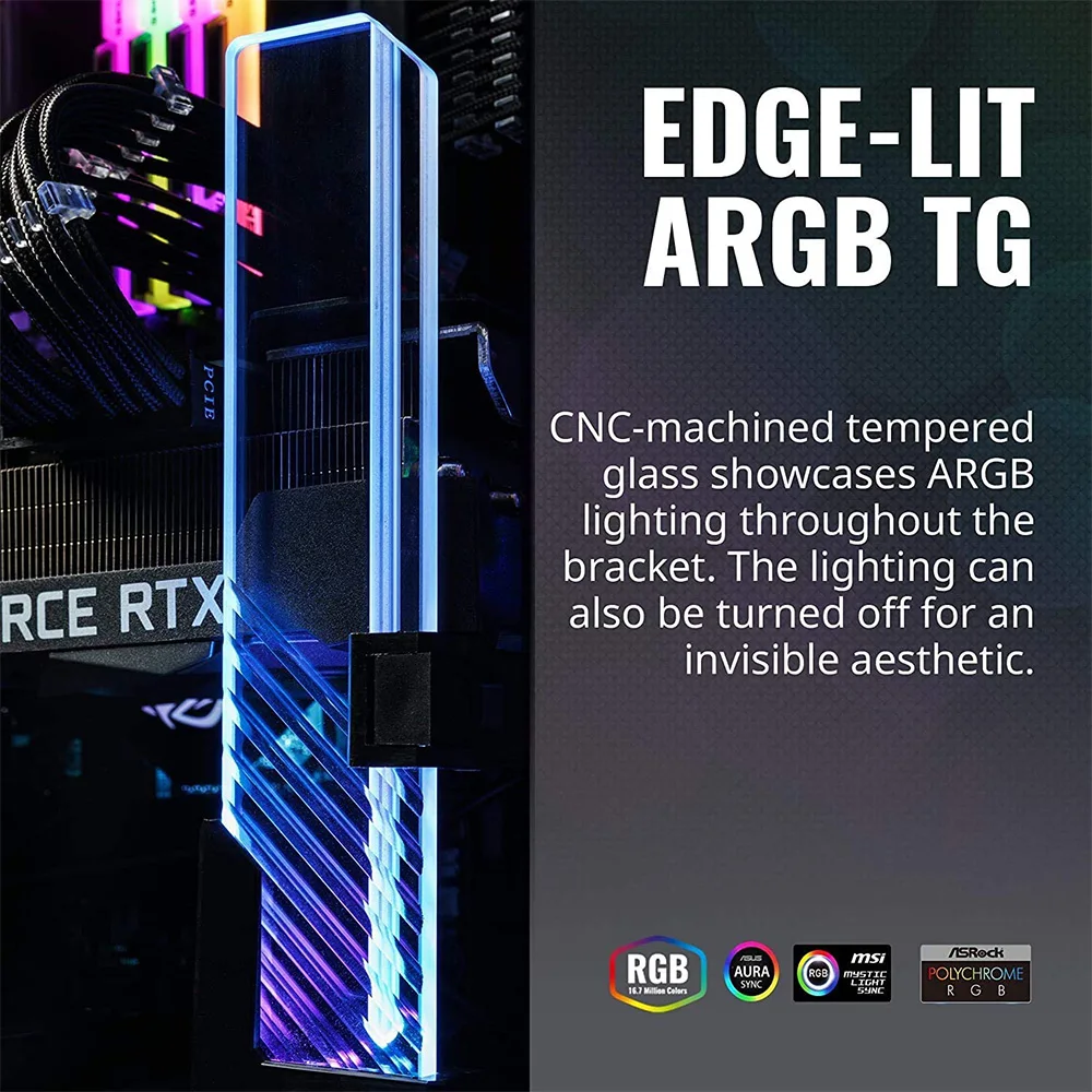 

Dazzling ARGB Graphics Cards Bracket Computer GPU Tempered Glass Support Holder Brace Height Adjustable