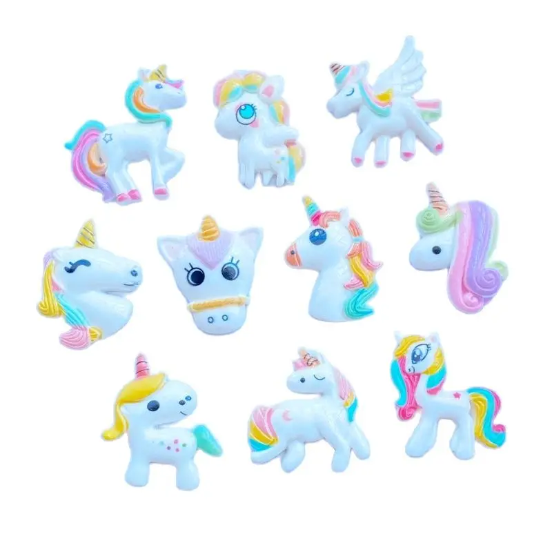 

10 шт. новые милые полимерные мини-единороги плоская спина, Кабошон Скрапбукинг бант для волос украшения по центру DIY аксессуары Q88