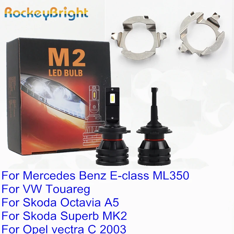 Rockeybright H7 светодиодный налобный фонарь H7 держатель лампы адаптер для Mercedes Benz ML350 светодиодный налобный фонарь H7 для VW Touareg Skoda Octavia Superb