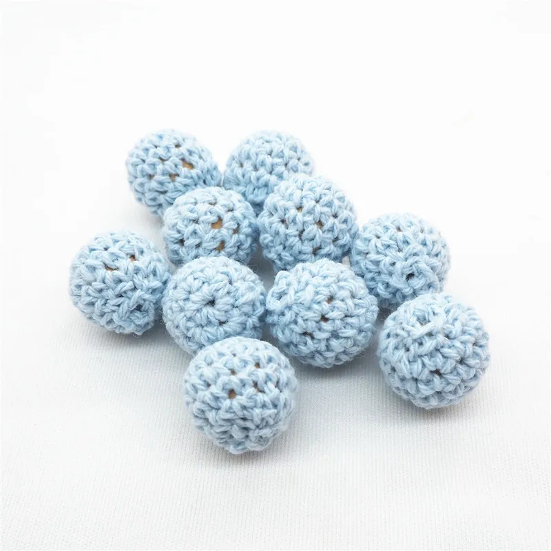Pastel Blue Chengkai 50 шт. 16 мм 20 мм Круглый Вязание Хлопок крючком деревянные шарики для DIY украшения Детские украшения Прорезыватель для зубов ожерелье игрушка - Цвет: Pastel Blue