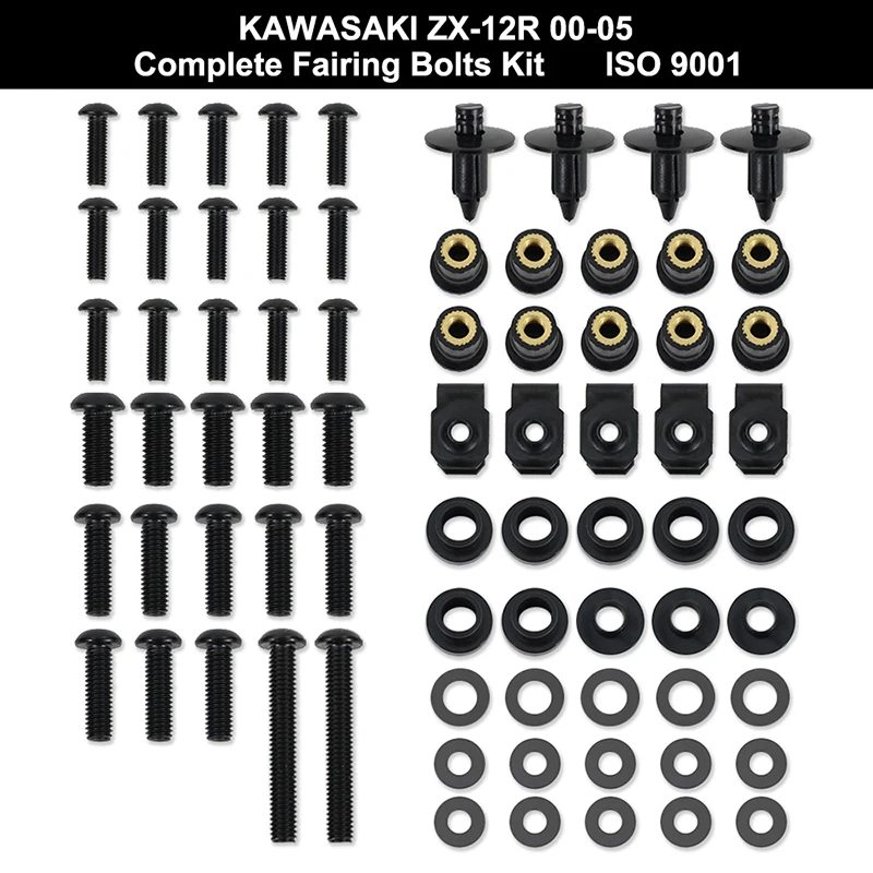 

Подходит для Kawasaki ZX12R ZX-12R ZX 12R 2000-2005, полный комплект болтов для обтекателя мотоцикла, зажимы, гайки, винт для корпуса, нержавеющая сталь