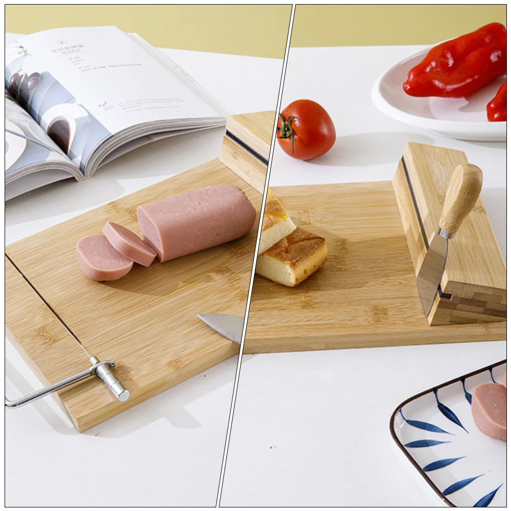 

1 Set of Bread Slicer Cutting Tool BamBoo Cheese Board with Cutter Bread Cutter