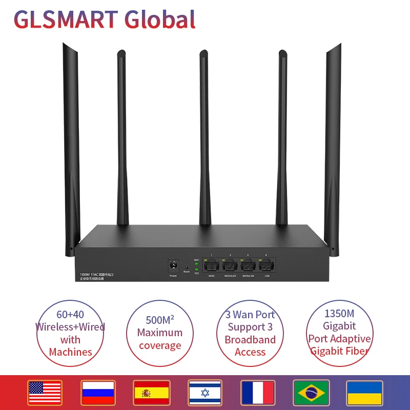 GLSMART GL20E AC1350M корпоративный беспроводной WiFi роутер с 2 4G/5 0G vpn Поддержка L2TP