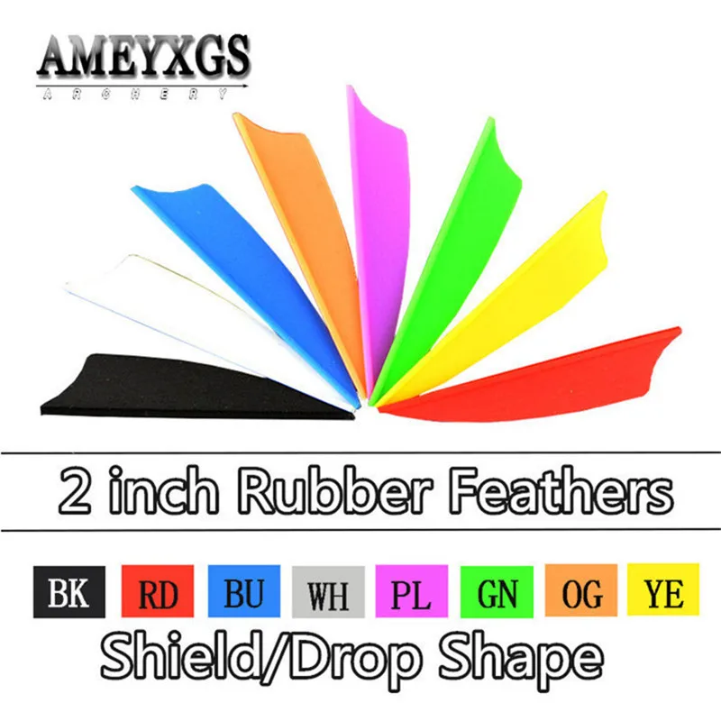 Стрелы с перьями для стрельбы 50 шт 2 дюйма резиновые перья в форме капли лопатки
