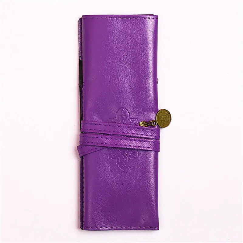 Женский и мужской кошелек Ретро мягкий кожаный чехол-карандаш для макияжа