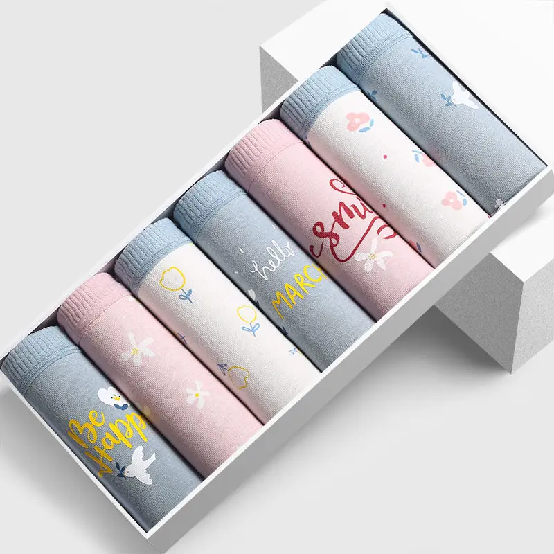 

7Pcs/lot Underwear Women's Cotton Mid-Waist Lady Sexy Large Size Briefs Cute Panties Frame Underpant Girls Panty Ladies S-XXL