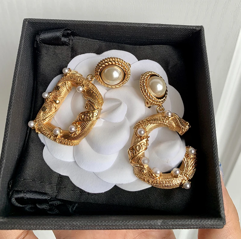 2019 новый модный бренд дизайн барокко корт Ретро золотые клипсы для ушей