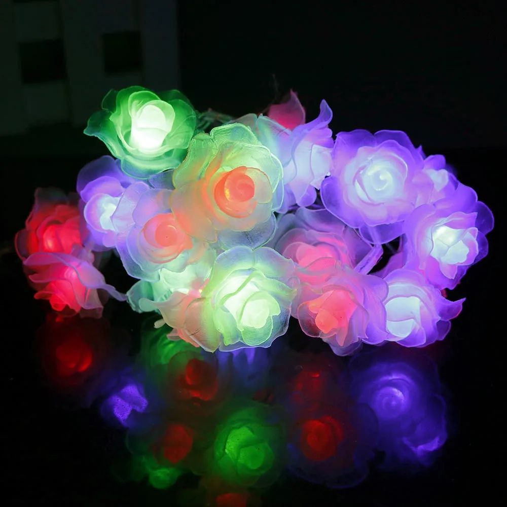 Changable Color 20 светодиодный цепочка цветов розы Luces светодиодный s украшения сказочные огни для свадьбы дома День святого Валентина события вечерние гирлянды Декор Luminaria - Испускаемый цвет: Changable Color