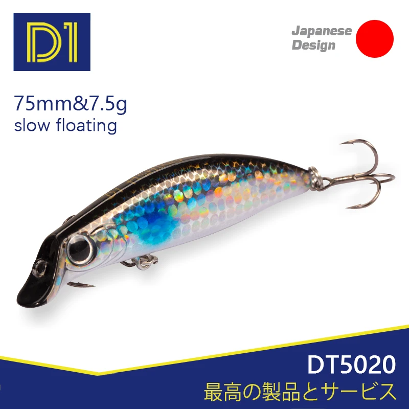 

D1 Minnow Fishing Lures Sasuke Sf-75mm 7.5g Slow Floating Rolling Wobblers 2021 High Quality For Pike Trout Hard Bait Tackle