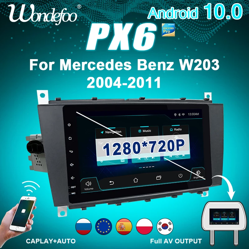 PX6 автомагнитола 2дин андройд 10 с экраном магнитола для Mercedes Benz W203 W463 W209 Sprinter W906 B200