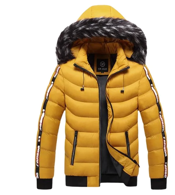 Youth Winter Parkas Men's Jacket Cotton Padded Jackets Men Fashion Warm Outerwear Coats Bomber Fur Collar Warm Coat