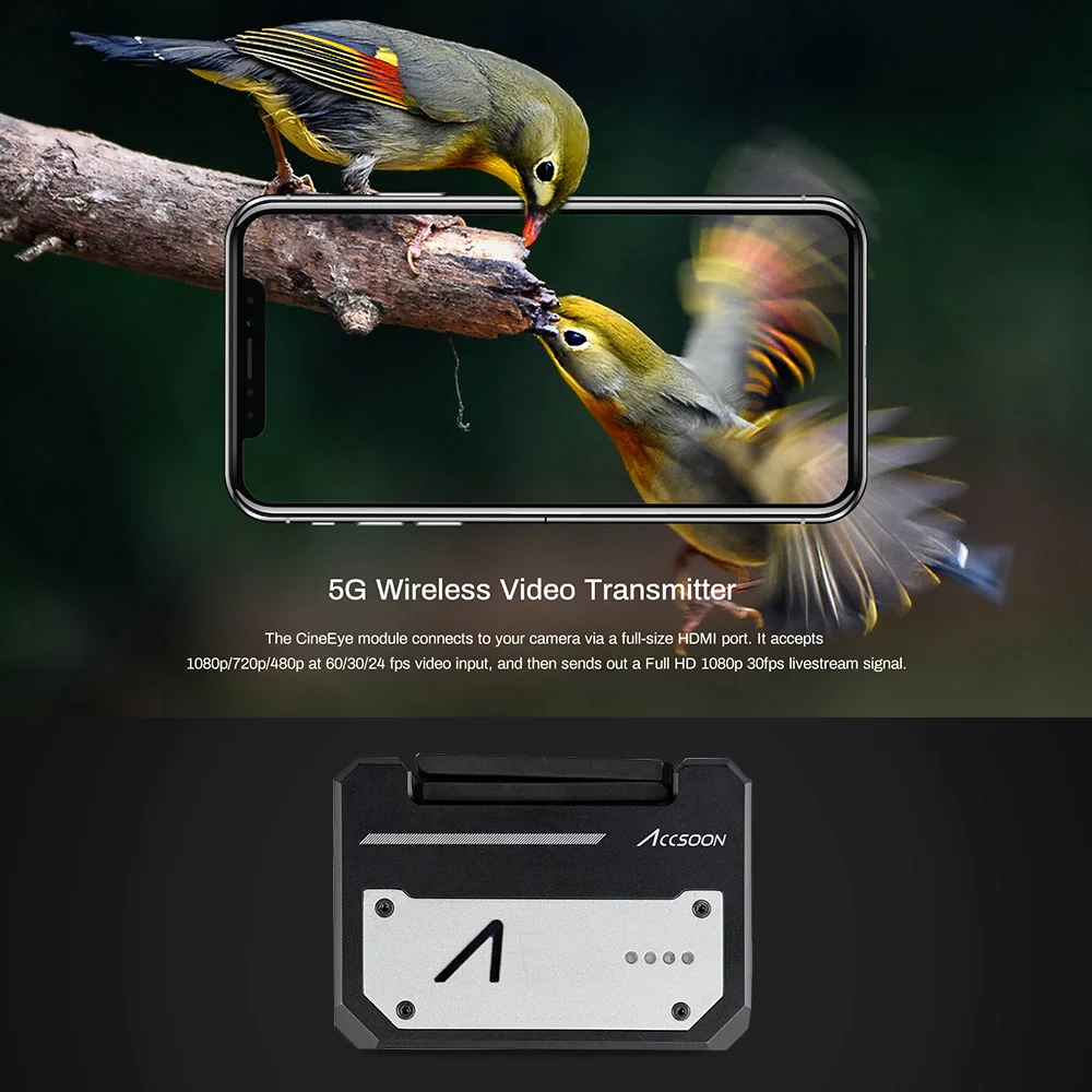 Accsoon CineEye беспроводной трансмиссио 5G 1080P мини HDMI устройство видео передатчик для IOS iPhone iPad Andriod Phone PK Hollyland