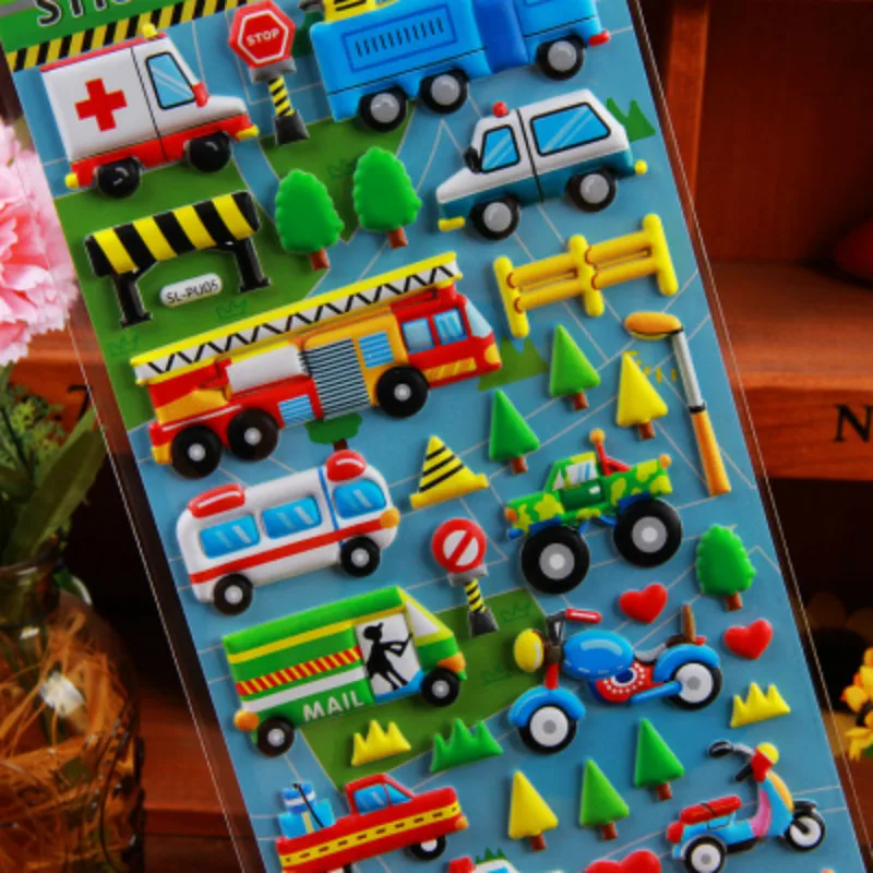 4 листа 3D автомобиль грузовик пузырьки девушка детское аниме пышная липкая