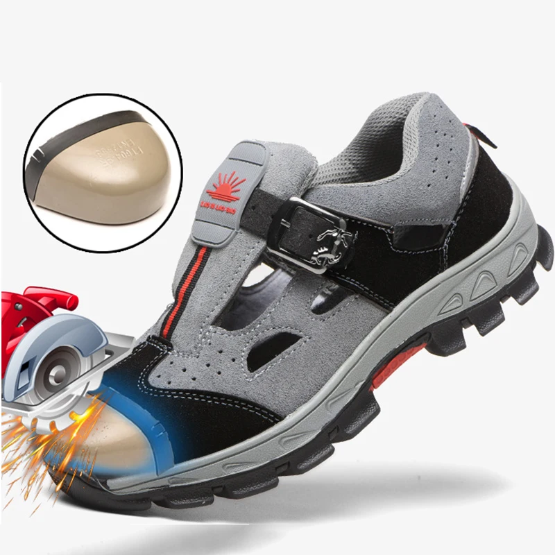 Мужские повседневные кроссовки воздухопроницаемые рабочие ботинки со стальным