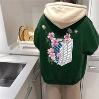 new fake two piece hoodies men and women anime sweatshirts attack on titan round neck hoodie unisex top casual hip hop oversized