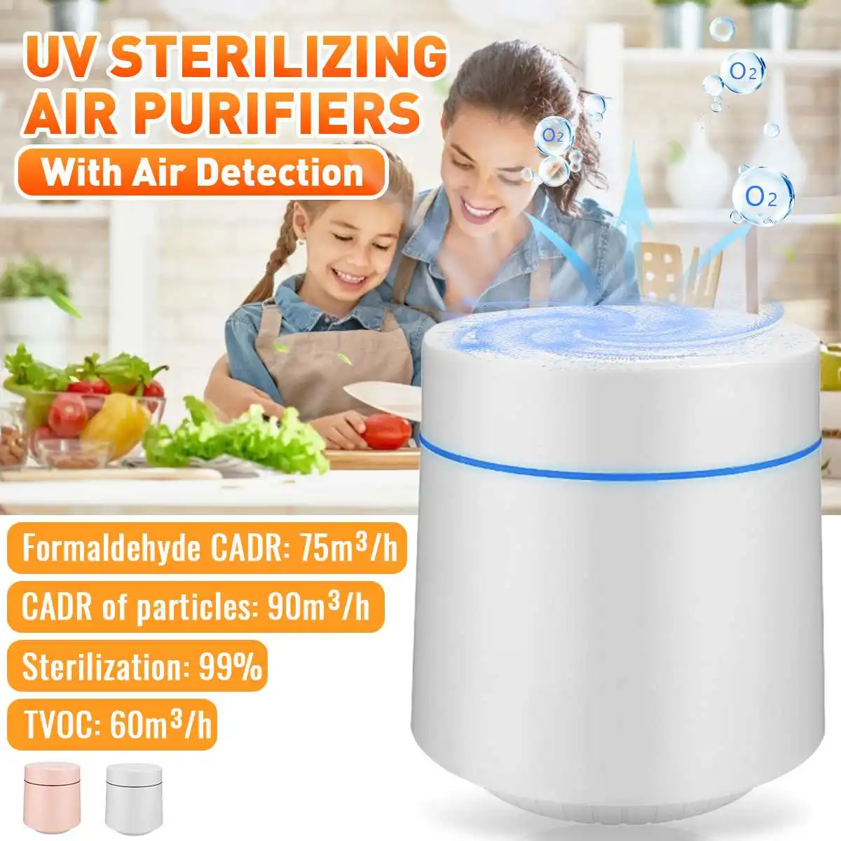 

New Usb Portable UV Air Purifier Allergies Eliminator Air Cleaner for Dust Pollen Smoke and Pet Dander Purifiers for Home Office