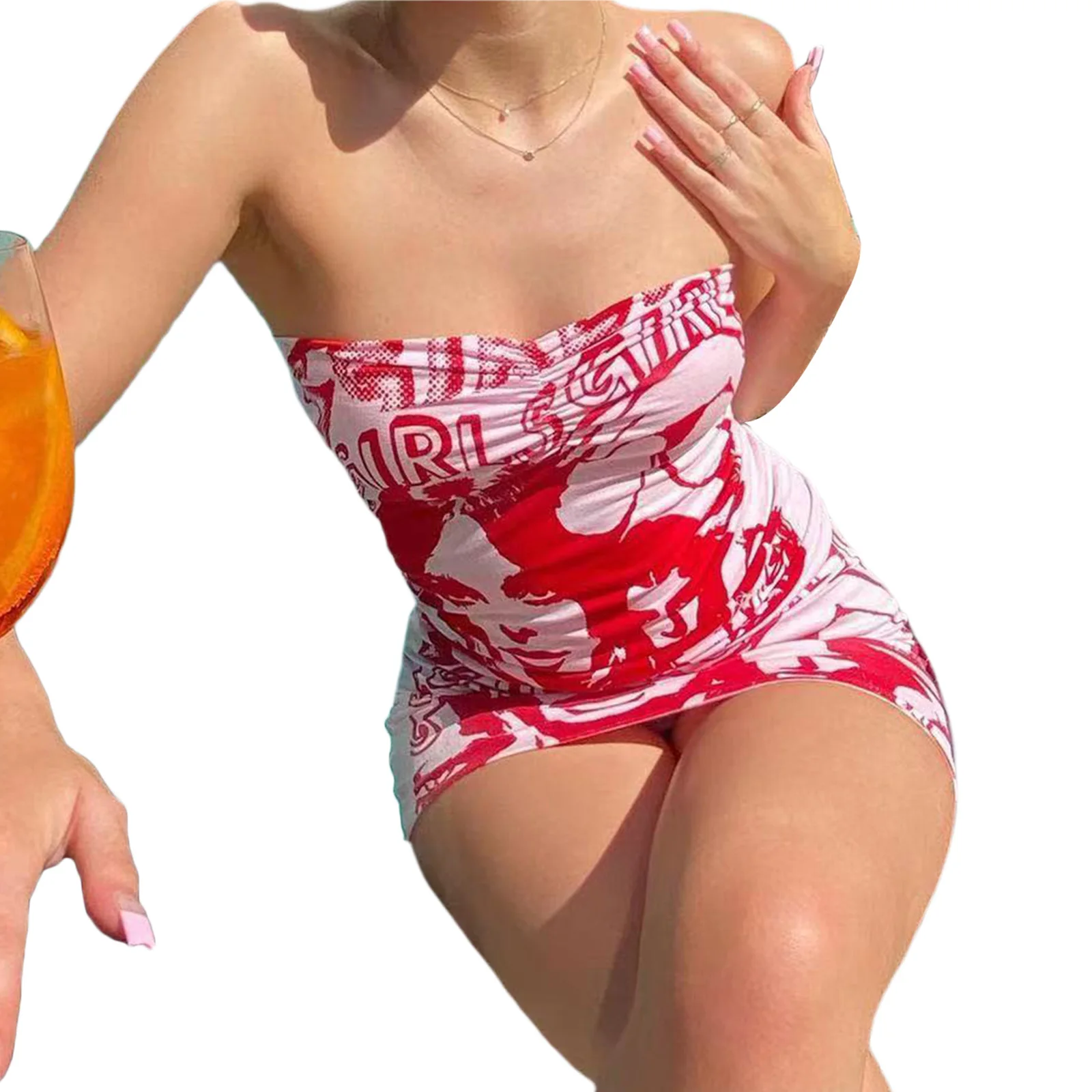 

Новое поступление, Стильное женское модное платье с портретным принтом, летнее сексуальное облегающее короткое платье без рукавов/без брет...