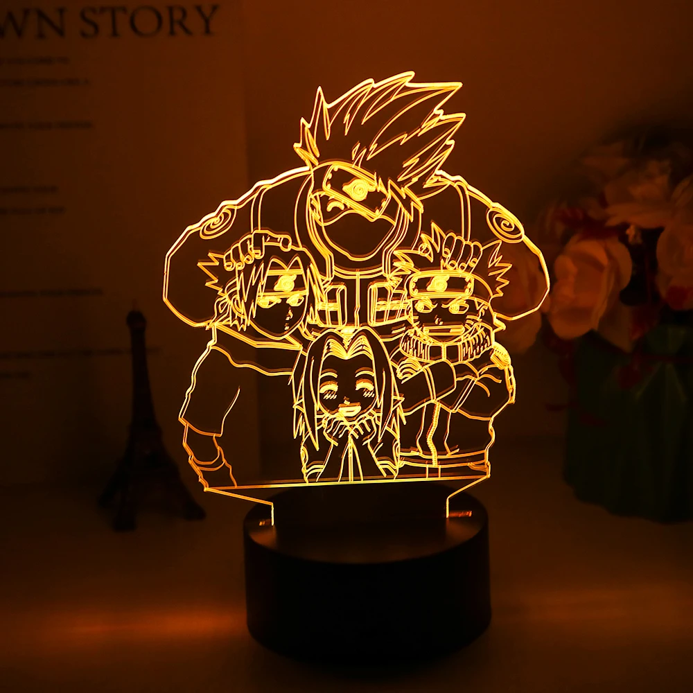 Аниме Наруто Uzumaki детский светодиодный ночной Светильник Team 7 Kakashi Hatake Декор для