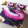 BlessLiving Marble Bedding Set Golden Pink Purple Duvet Cover Set Quicksand Bed Cover 3-Piece Queen Size Vivid Art Bedspreads 1