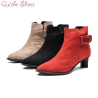 2020 womens winter low heels women retro pu leather ankle boots ladies shoes female short boots platform shoes