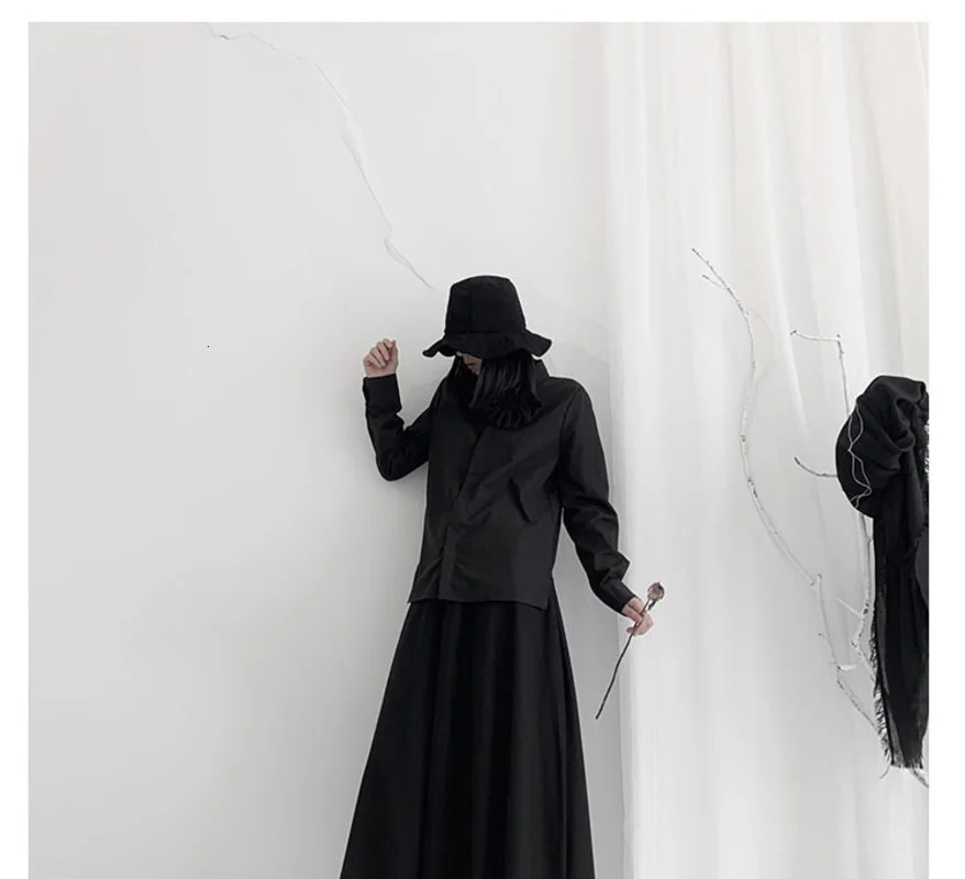 

[EAM] Women white flower split temperament Blouse New Lapel Long Sleeve Loose Fit Shirt Fashion Tide Spring Autumn 2021 19A-a677