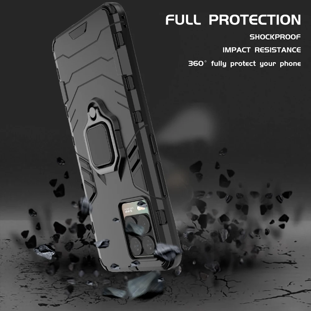 shockproof case for realme 8 pro realme 8i realme 8s 5g armor back cover hard casing with ring holder free global shipping