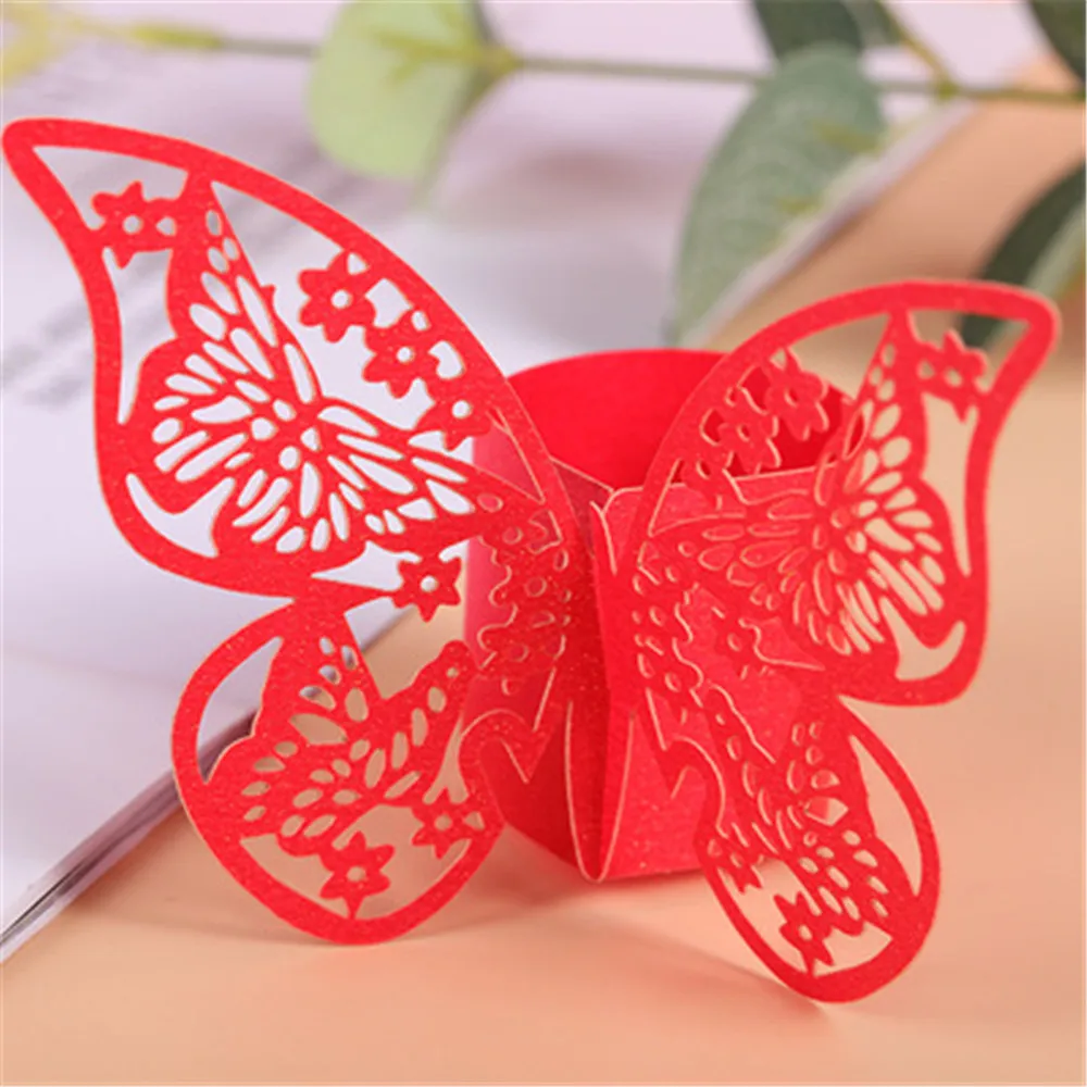 

50 шт., бумажные кольца-бабочки с вырезами