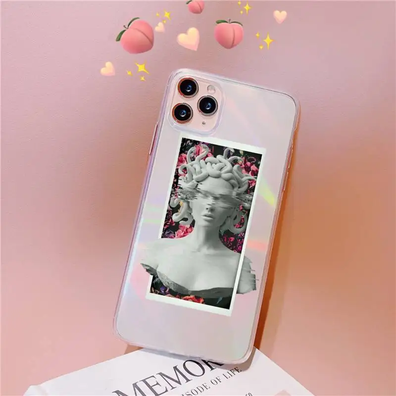

Roman statue art design Phone Case for iPhone huawei P 7 8 9 11 12 10 30 40 S X XS XR MINI Pro Max Plus laser clear coque funda