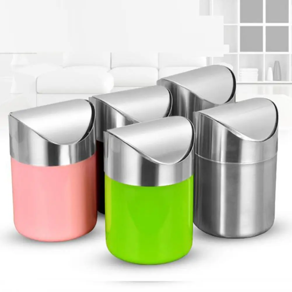 

Stainless Steel Desktop Ashtray Cigars Smoking Ash Holder Trash Can Home Decor Desk Organizer organizador escritorio