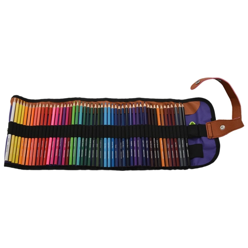

Набор из 50 цветных карандашей, художественные цветные карандаши для рисования с портативной рулонной точилкой для холста для художественн...
