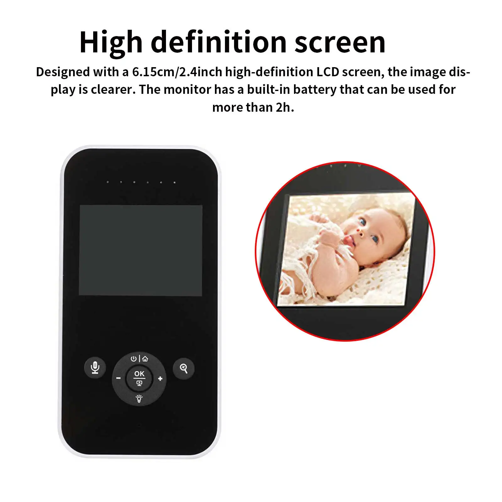 

New 2.4 Inch Baby Monitor Kit Built-In Lullaby Transmission Distance 200m/7860inch Display HD View Two-Way Intercom Function