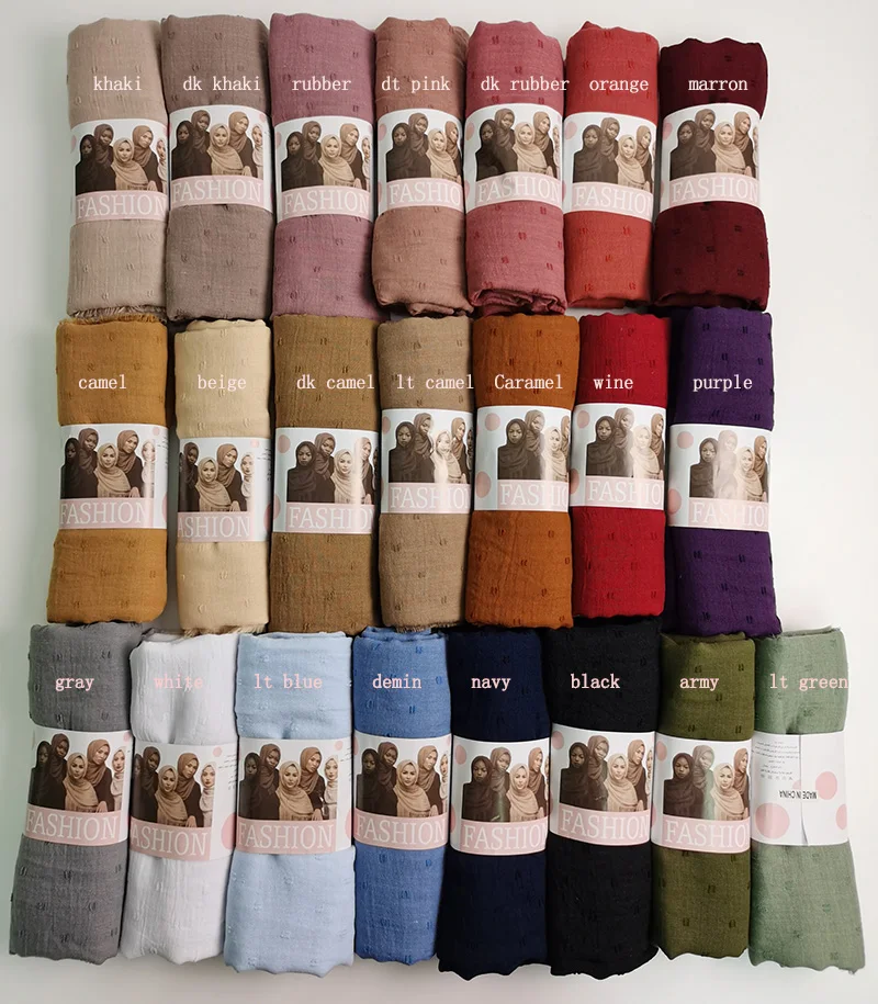 Женские Простые кисточки в горошек хиджаб шарф мусульманские платки вискозные