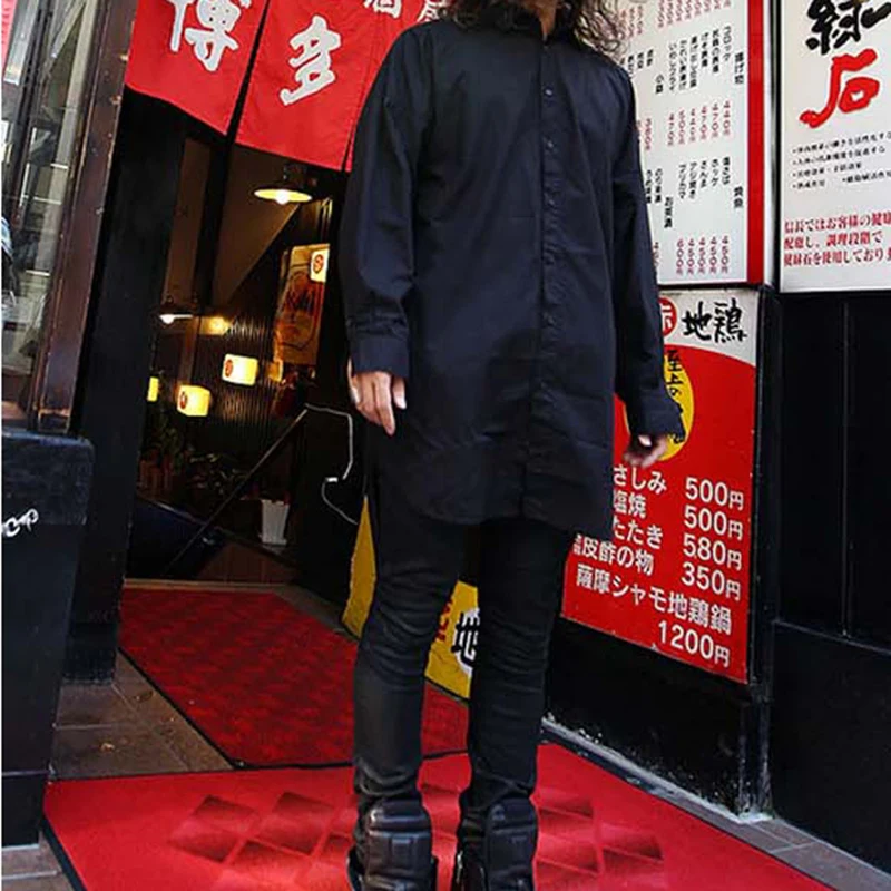Early autumn in the long Korean version before the short loose long fashion men's long-sleeve shirt