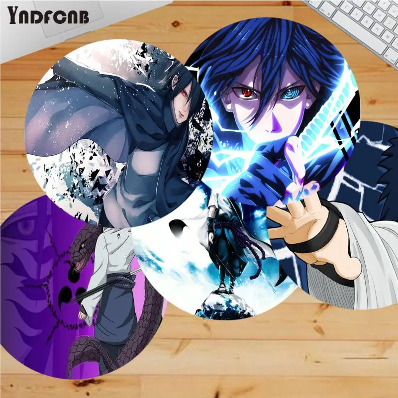 

Cool New Cartoons Sasuke Laptop Computer round desk pads Mousepad gaming Mousepad Rug For PC Laptop Notebook