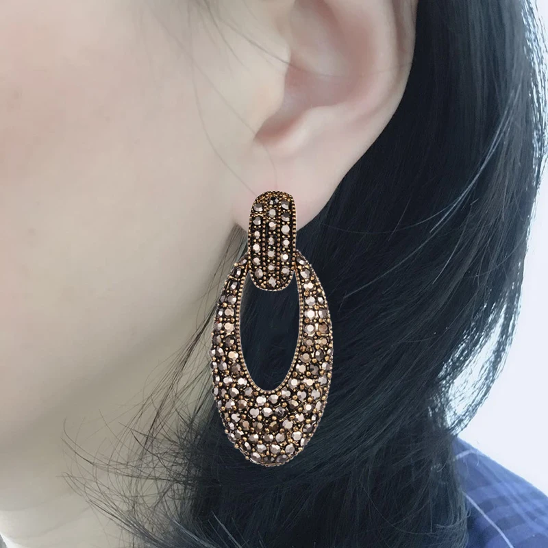 Женские винтажные серьги пусеты MAIKALE большие круглые металлические Стразы