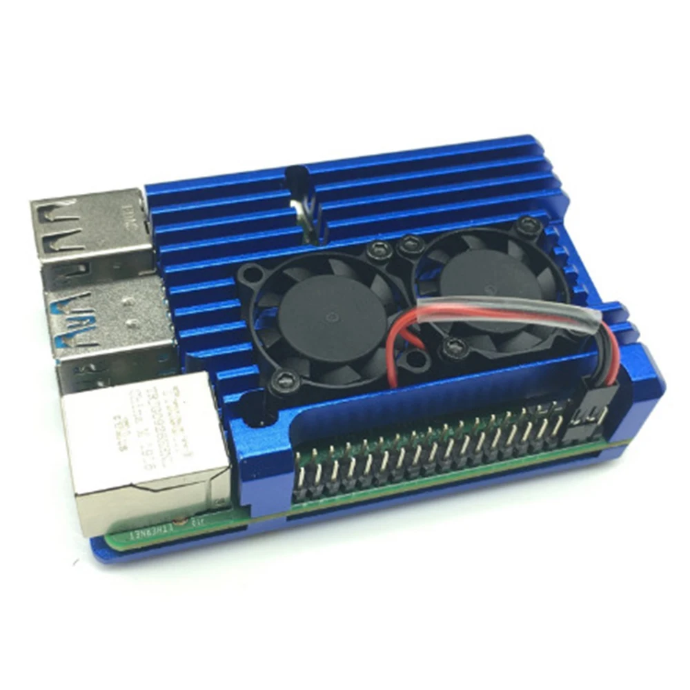 

4 Model B Dual Fans CNC Aluminum Alloy Case Metal 4 Color Shell with Heat Sinks for Raspberry Pi 4B