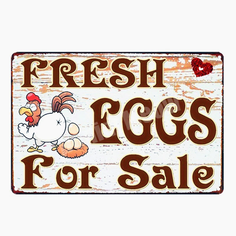 Ферма свежие яйца ретро-пластина счастливая курица винтажные металлические